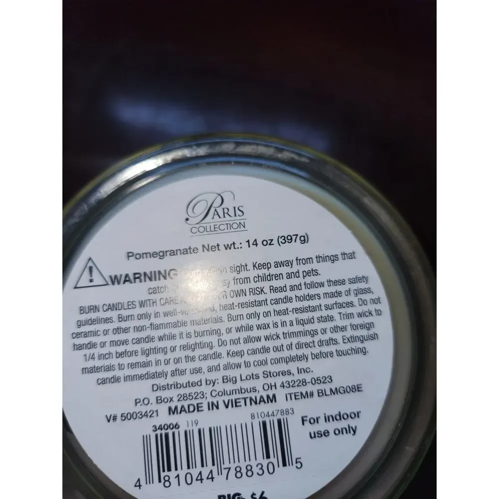 Paris Candles Pomegranate Love Grows Here Scented Jar Candle 14oz